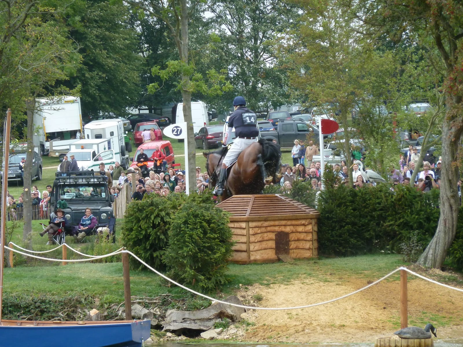 Cross country action at the Burghley Horse Trials