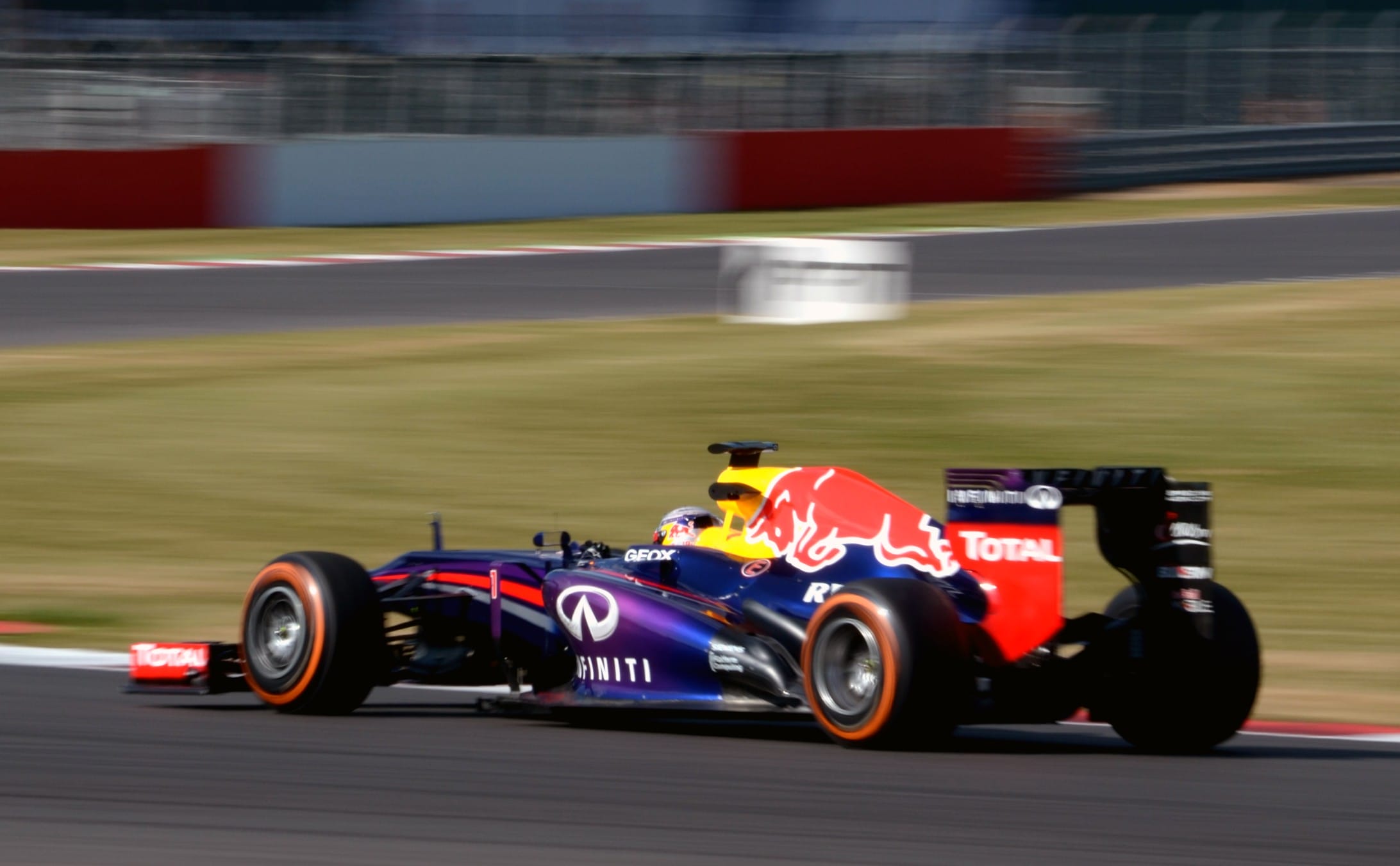 Formula 1 car racing at Silverstone Circuit