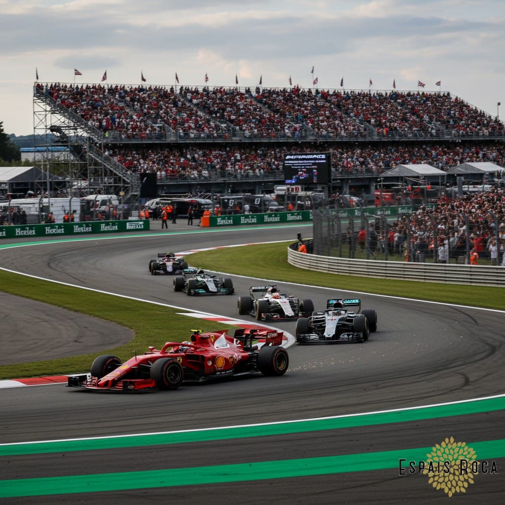 Silverstone grandstand and circuit on race day