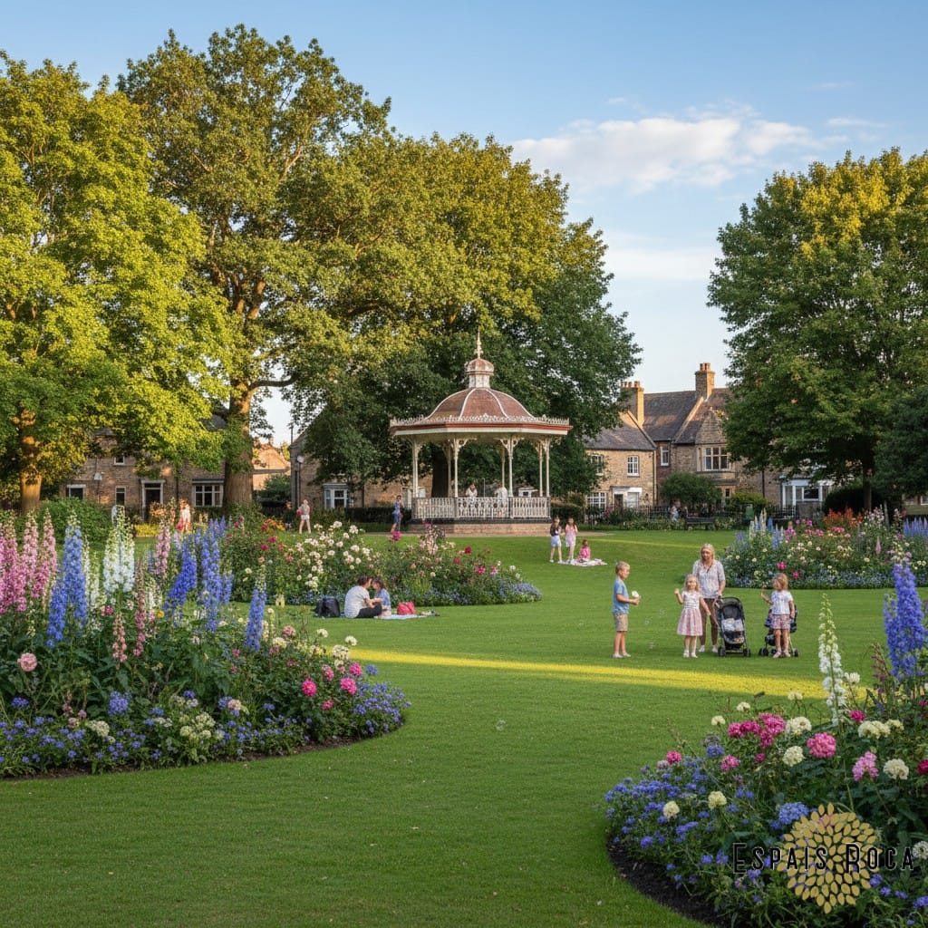 The playground and open green space at Welland Park, Market Harborough